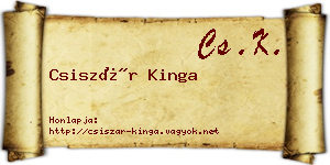 Csiszár Kinga névjegykártya